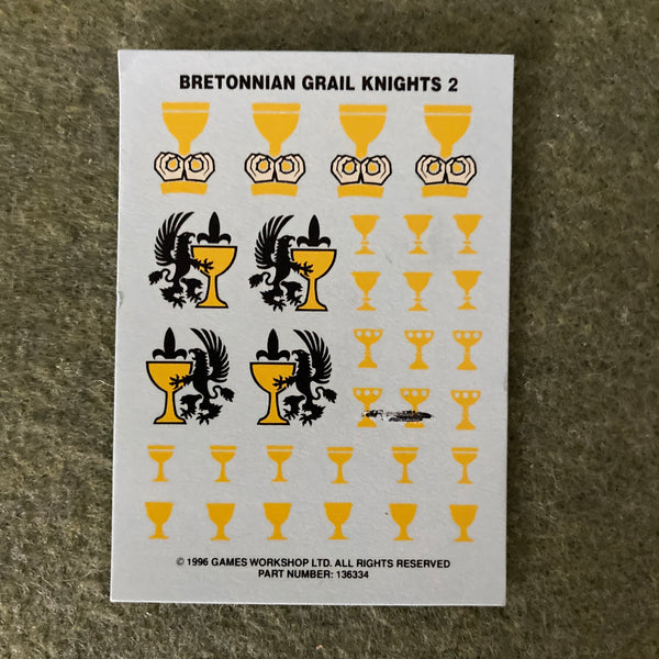 Bretonnian Grail Knights 2 Transfers / Decals