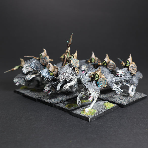 Converted Night Goblin Wolf Rider Unit on Fenrisian Wolves