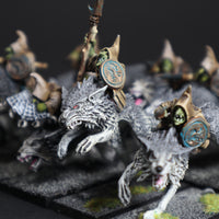 Converted Night Goblin Wolf Rider Unit on Fenrisian Wolves